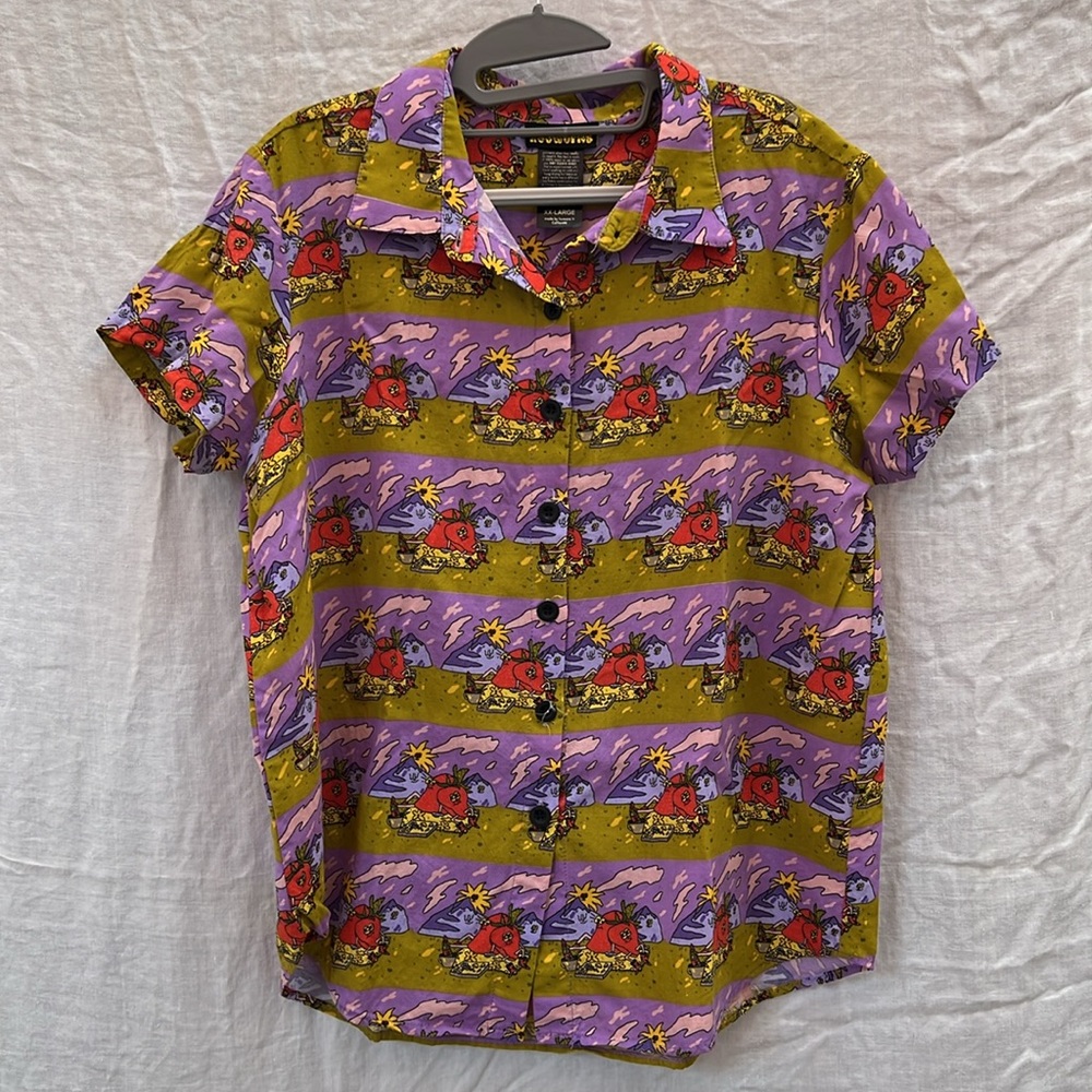 Nooworks Purple and Green Floral Button Down Shirt "Jammin'"